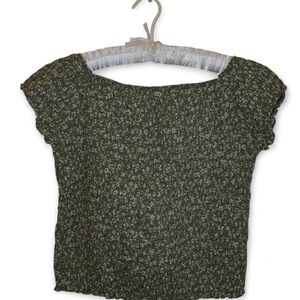 J. Crew Olive Floral Blouse